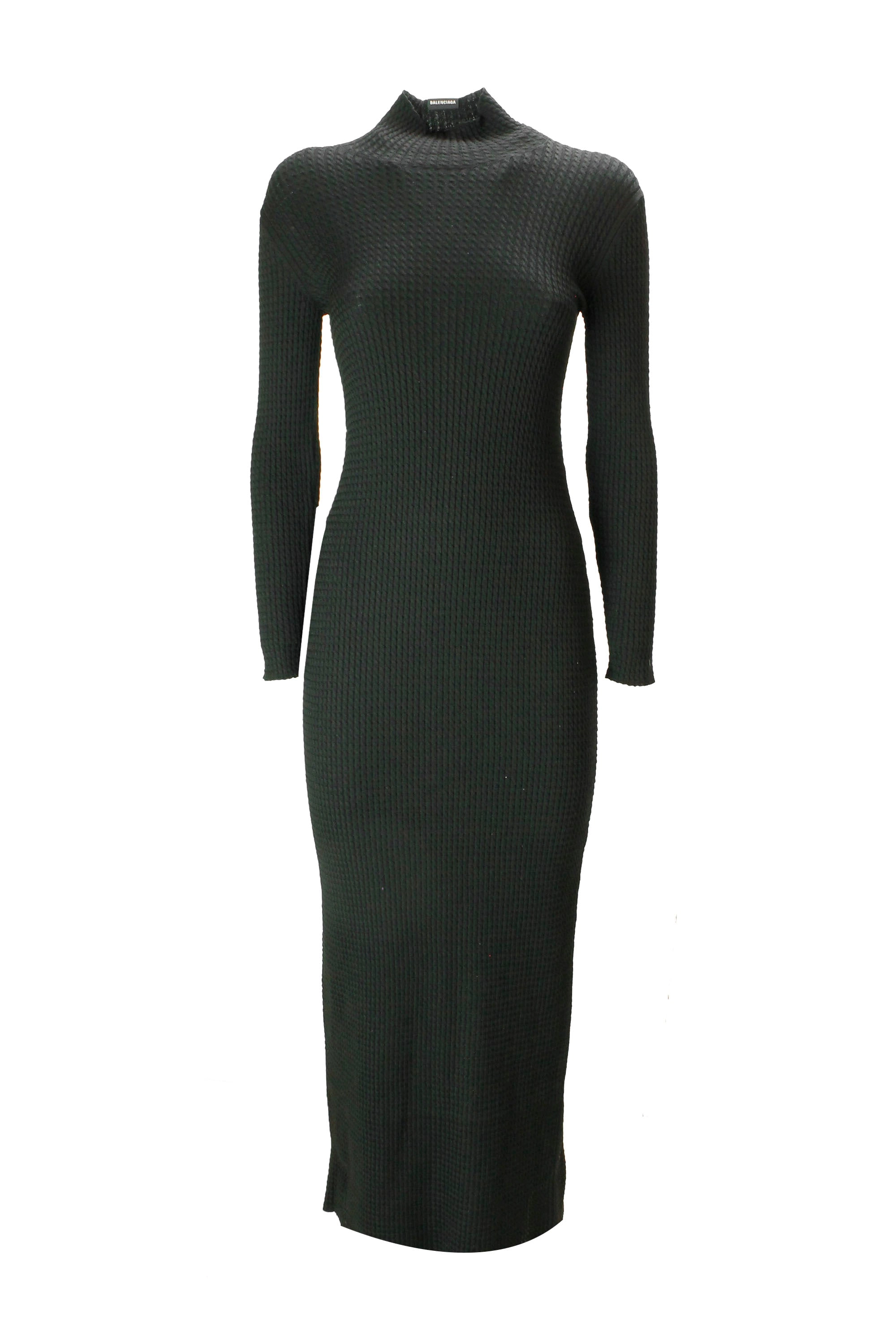 Balenciaga Micro Cable Knit Fitted Dress