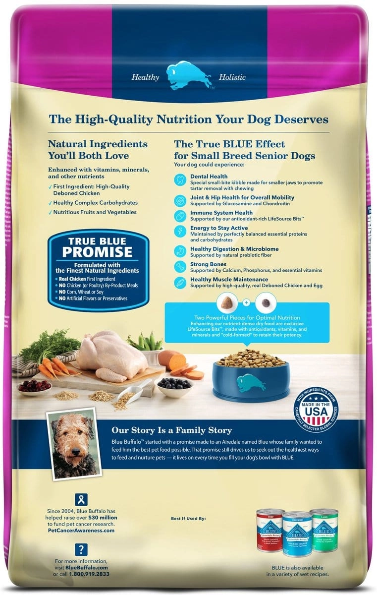 Blue Buffalo Life Protection Natural Chicken & Brown Rice Recipe Small Breed Senior Dry Dog Food