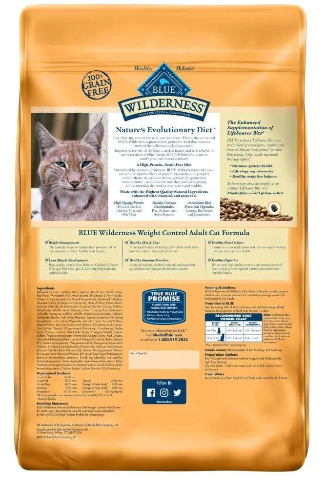 Blue Buffalo Wilderness Grain Free Weight Control Chicken Recipe Dry Cat Food
