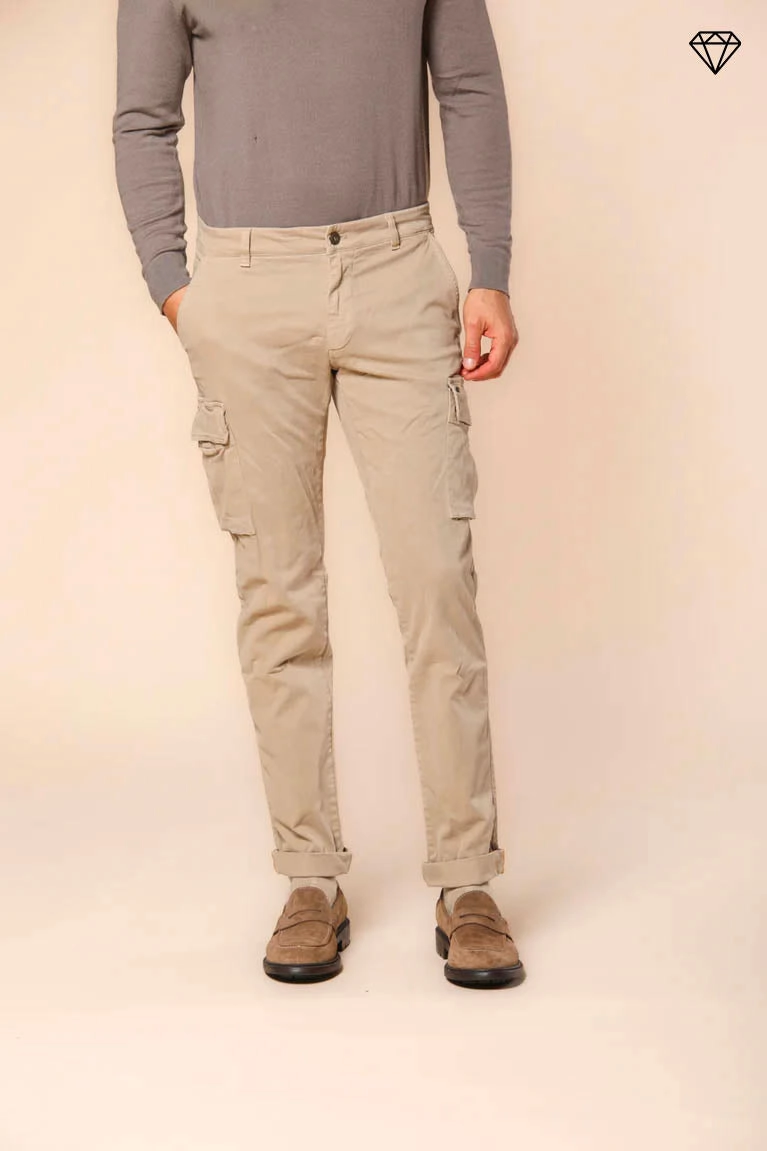 Chile men's cargo pants in gabardine extra slim fit ①