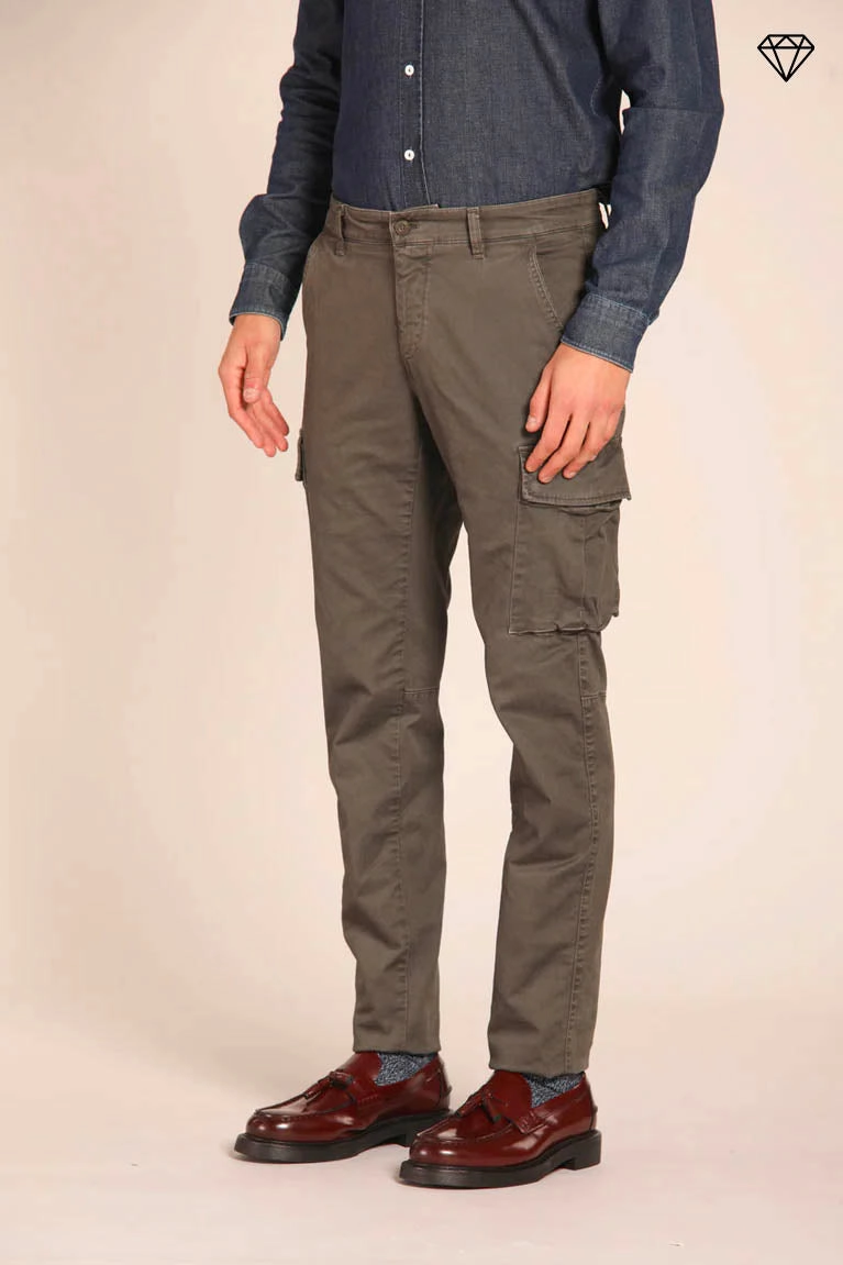 Chile men's cargo pants in gabardine extra slim fit ①