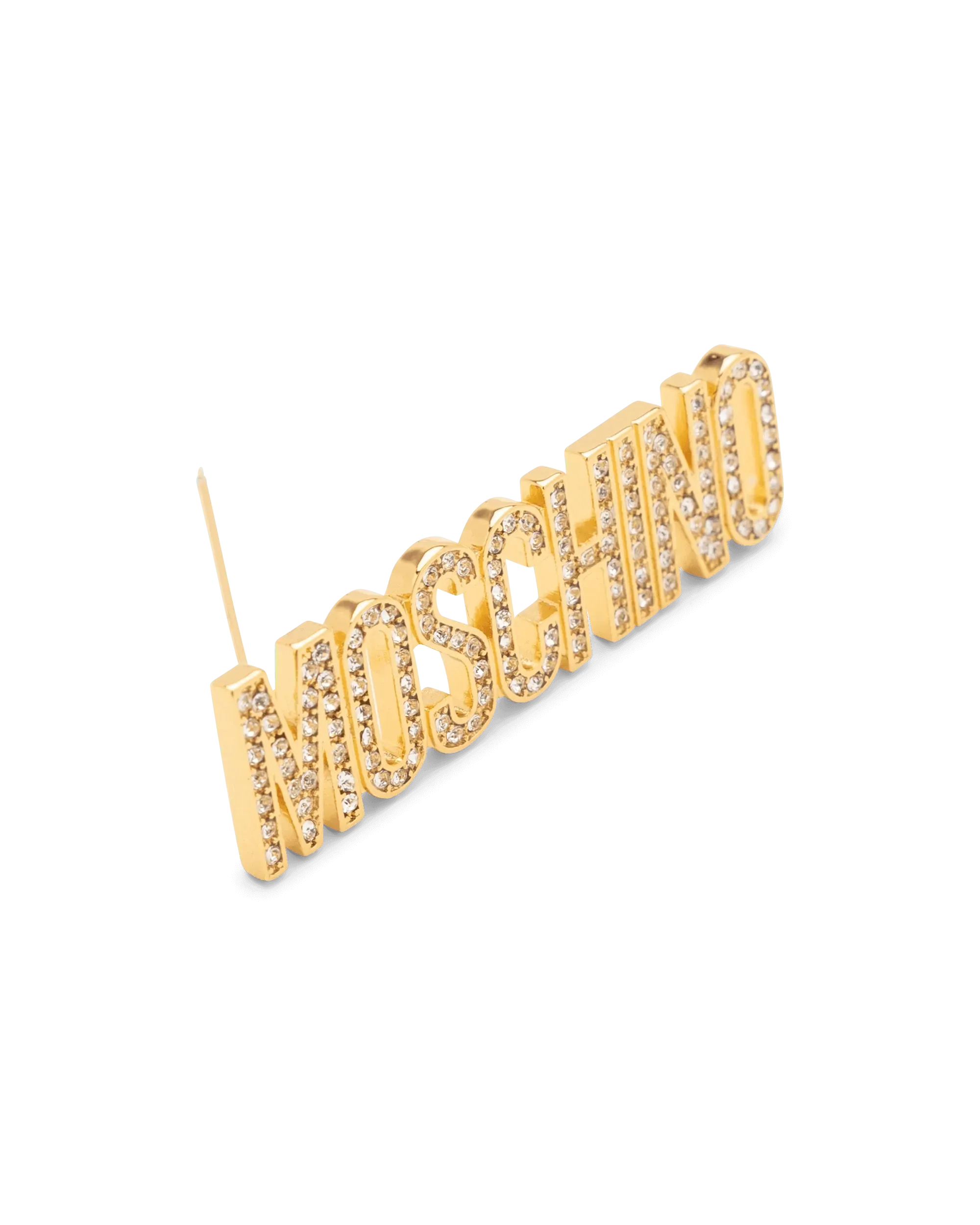 Crystal Embellished Logo Brooch