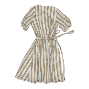 Dress Casual Midi By Ann Taylor In Tan & White, Size:Xs
