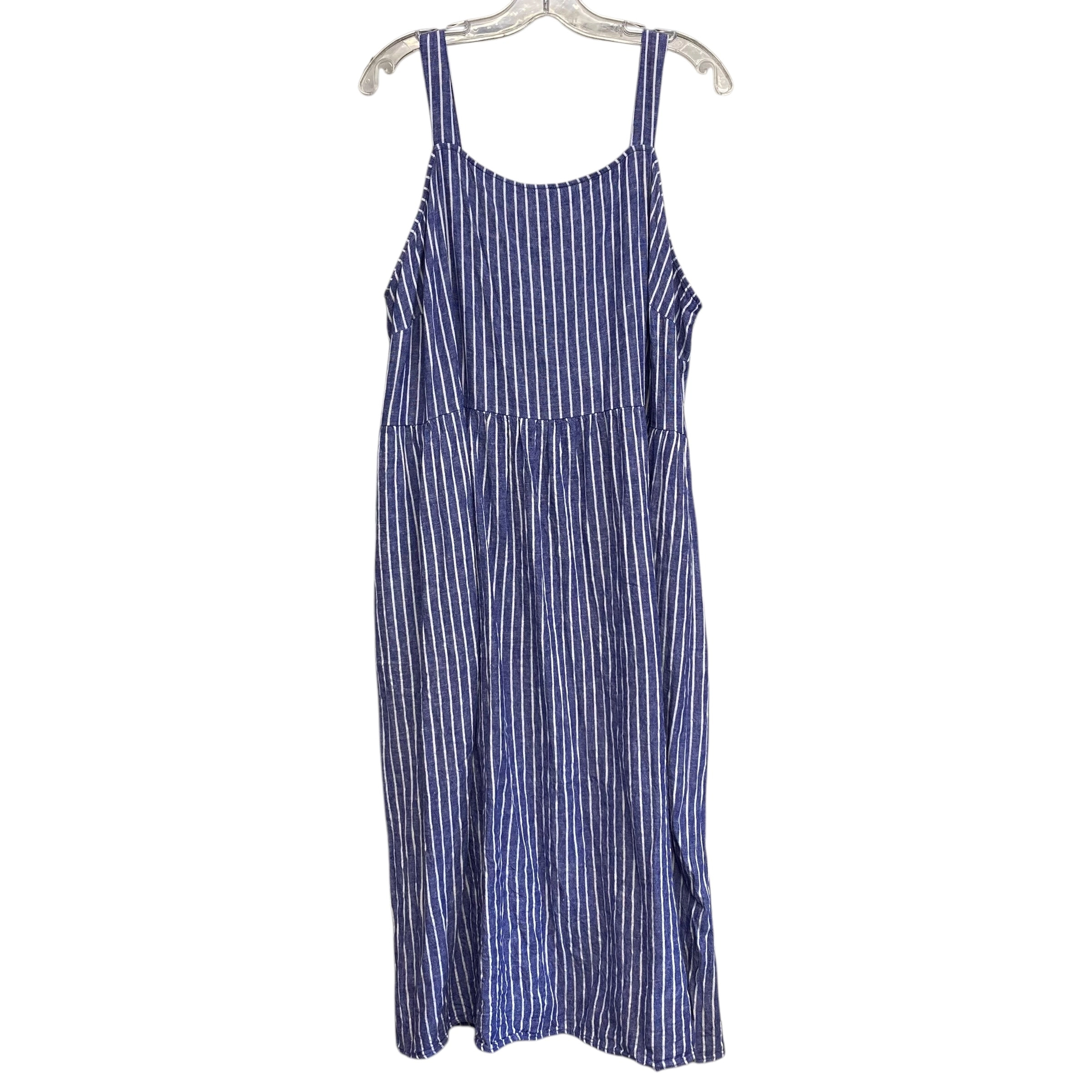 Dress Casual Midi By Who What Wear In Blue & White, Size:2X