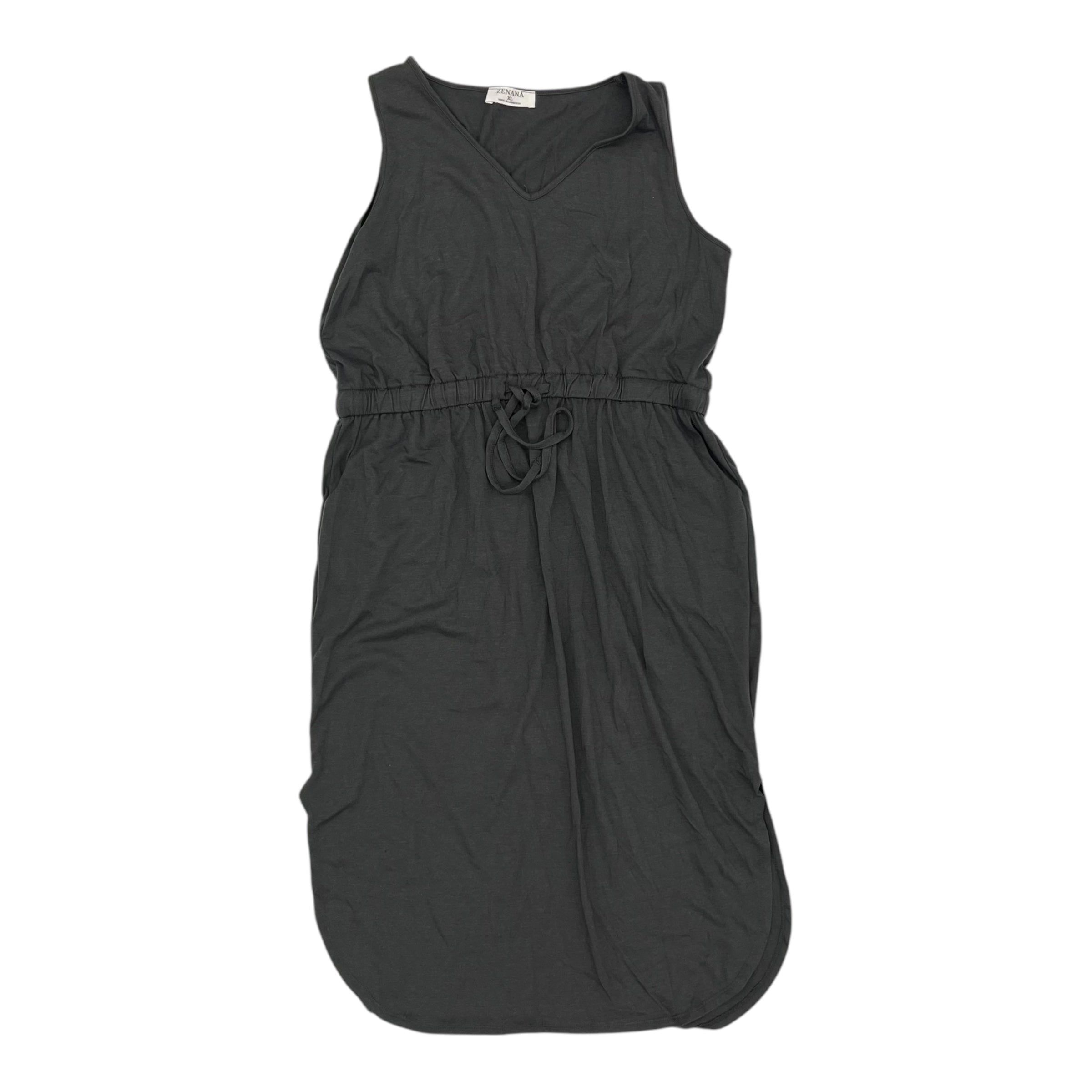 Dress Casual Midi By Zenana Outfitters In Grey, Size:Xl