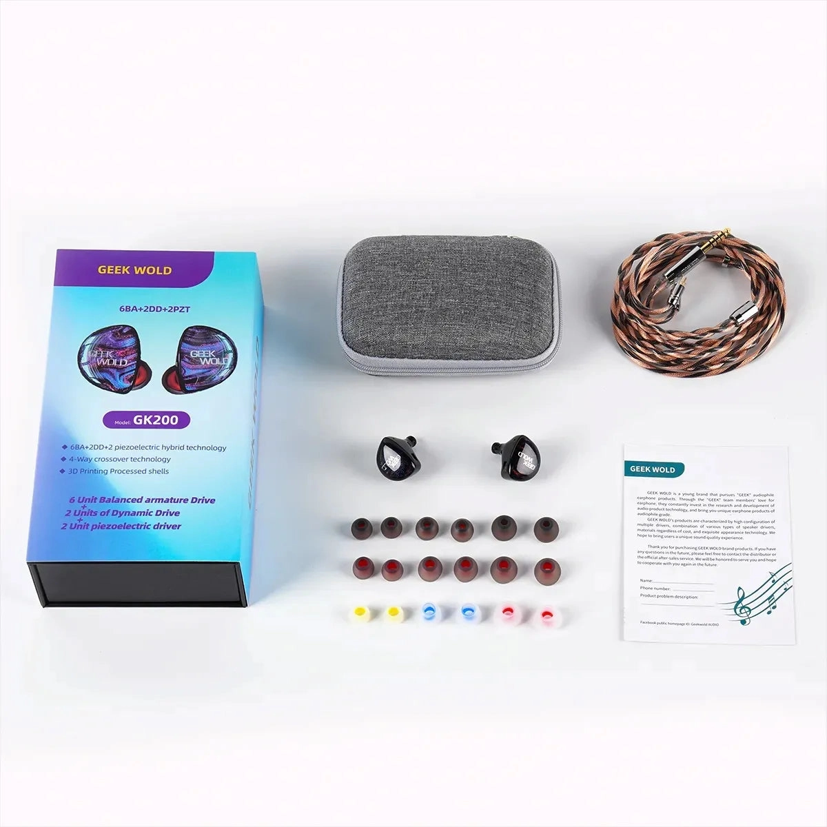 Geek Wold GK200 6BA 2DD 2PZT Hybrid Driver In-Ear Monitor