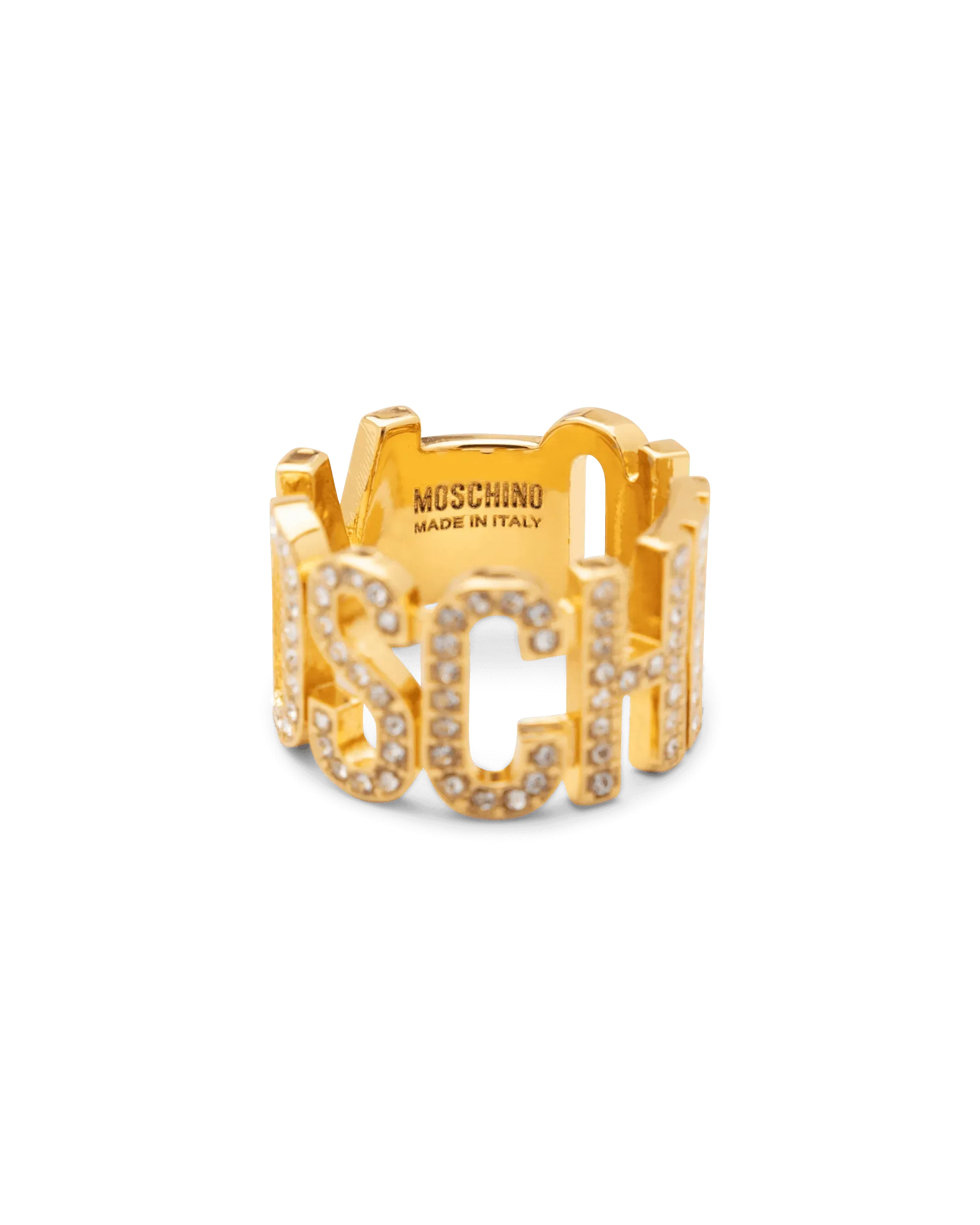 Iced Logo Lettering Embellished Ring