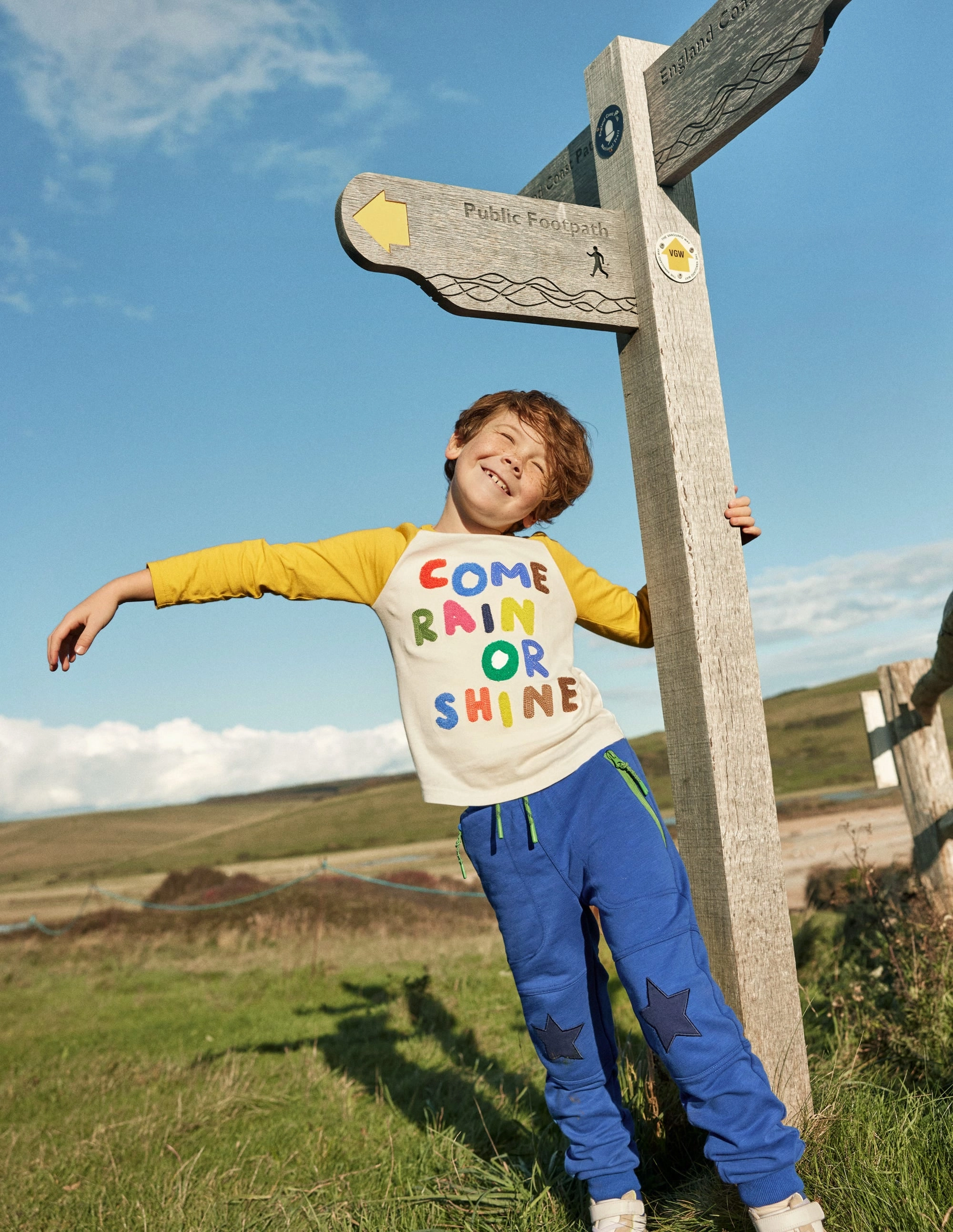 Joyful Raglan T-shirt-Ivory/Gooseberry Yellow