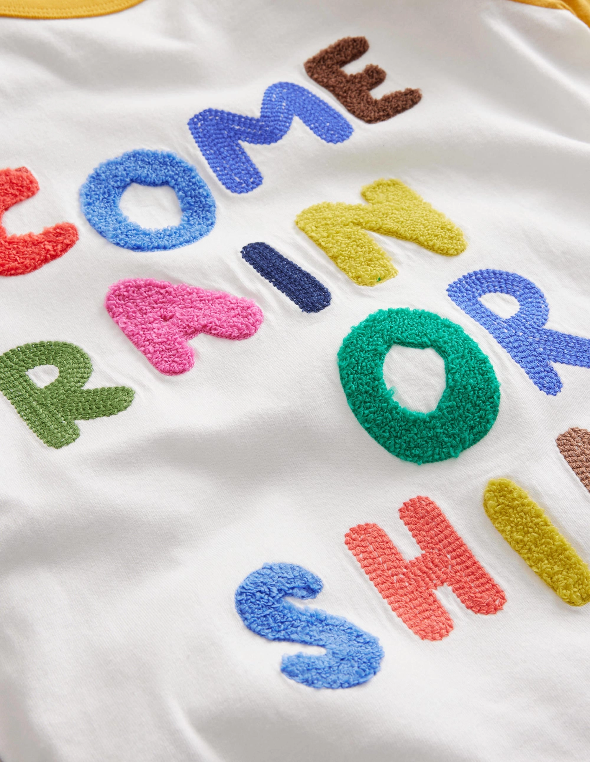 Joyful Raglan T-shirt-Ivory/Gooseberry Yellow