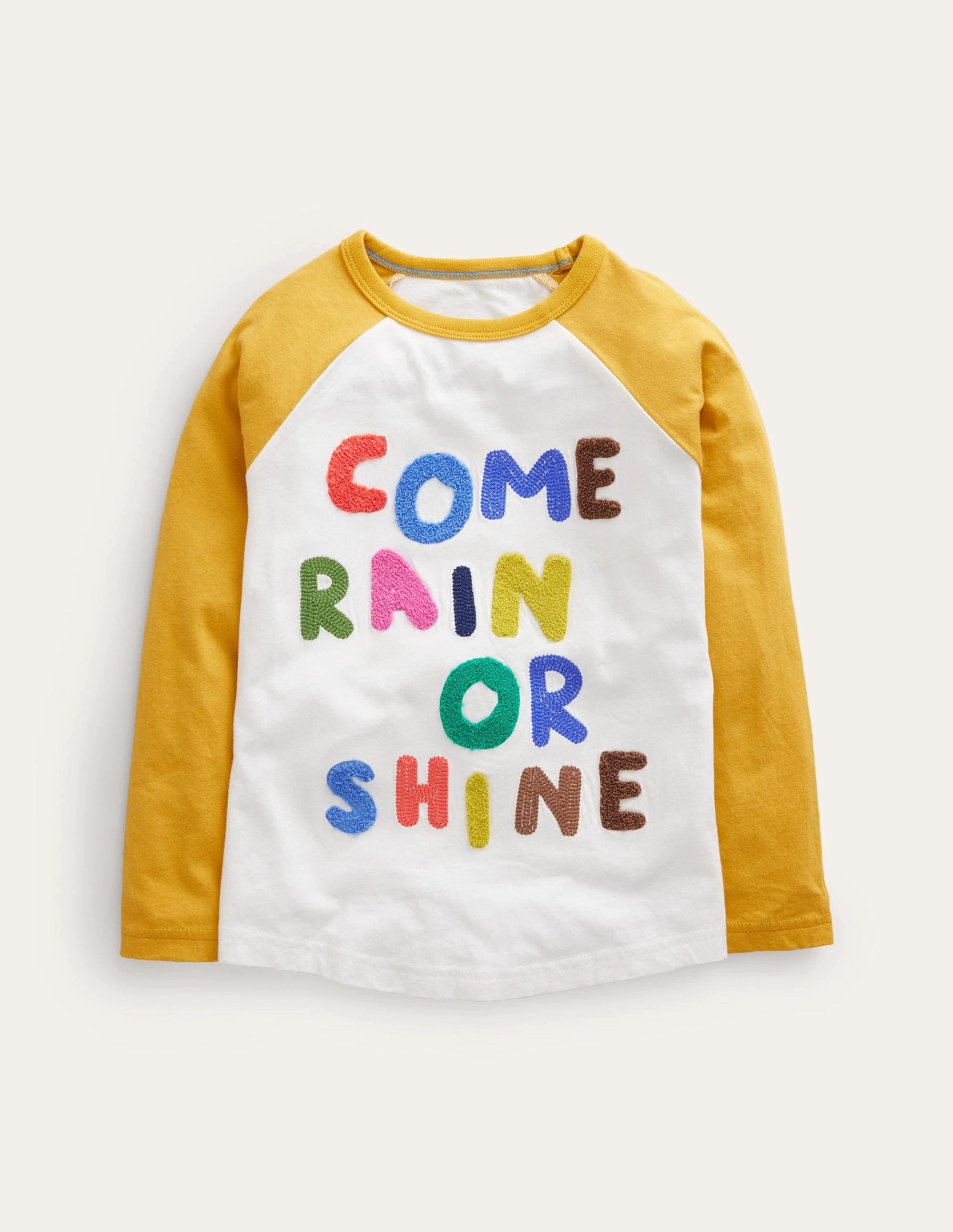 Joyful Raglan T-shirt-Ivory/Gooseberry Yellow