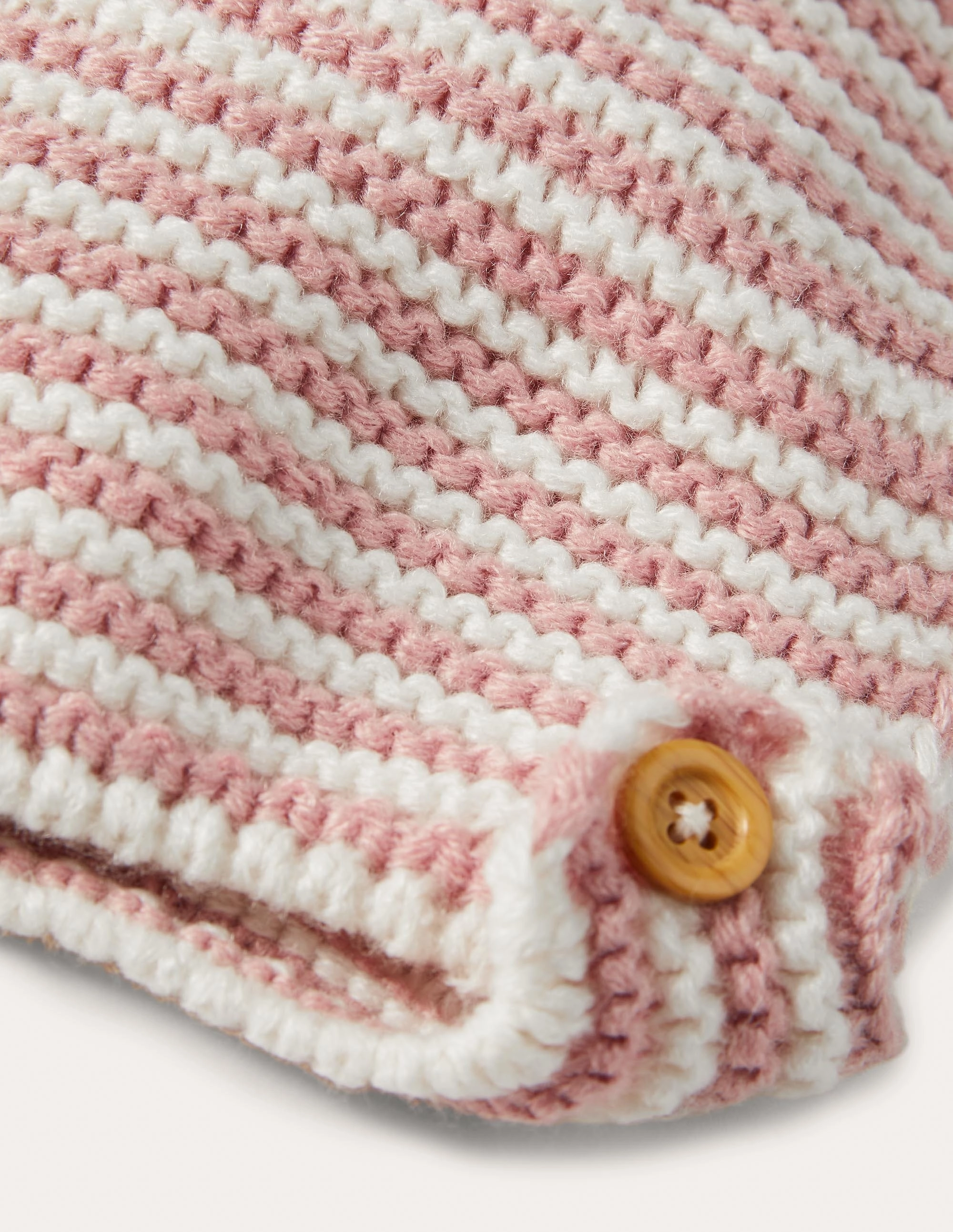 Knitted Bonnet-Vintage Pink/Ivory