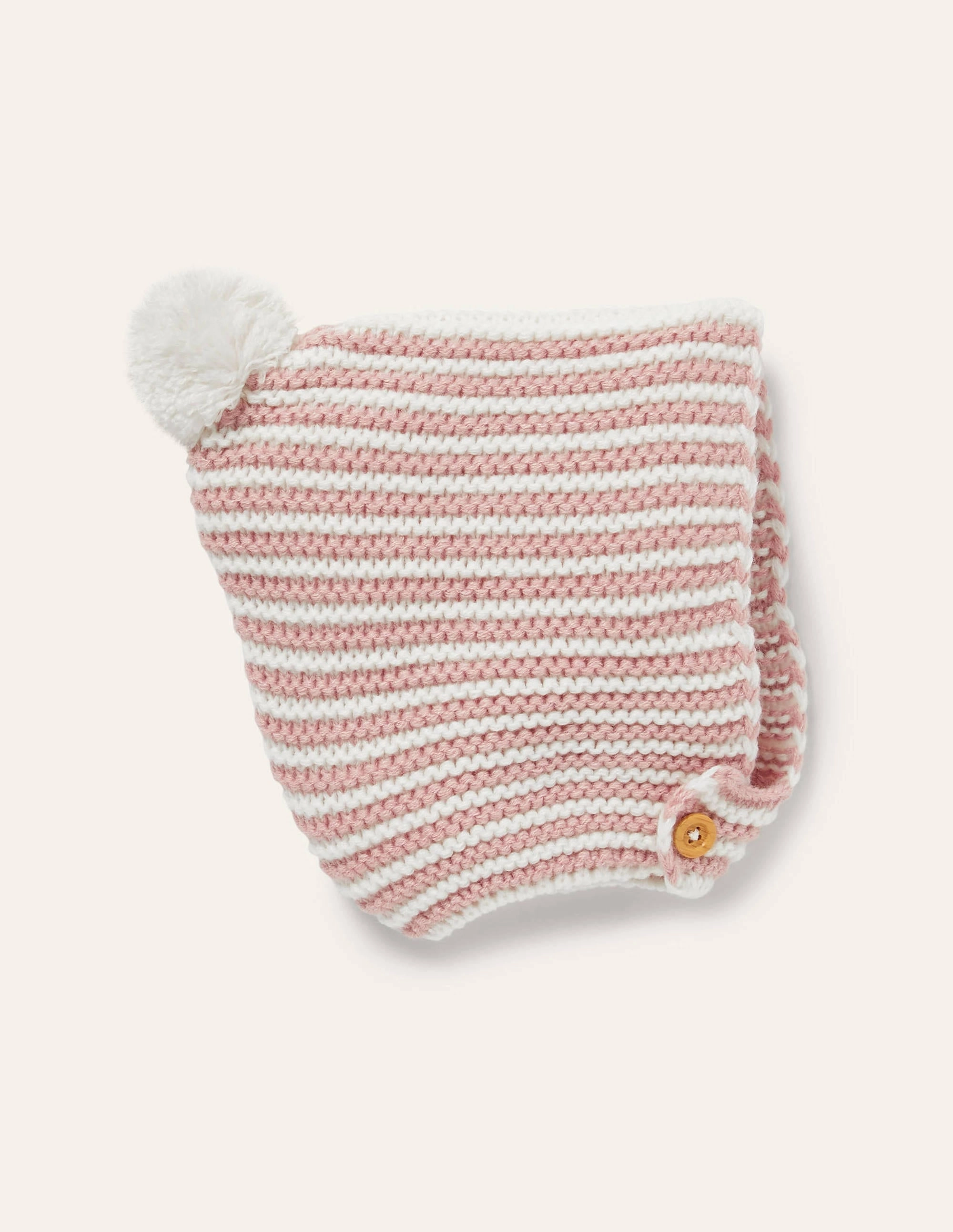 Knitted Bonnet-Vintage Pink/Ivory