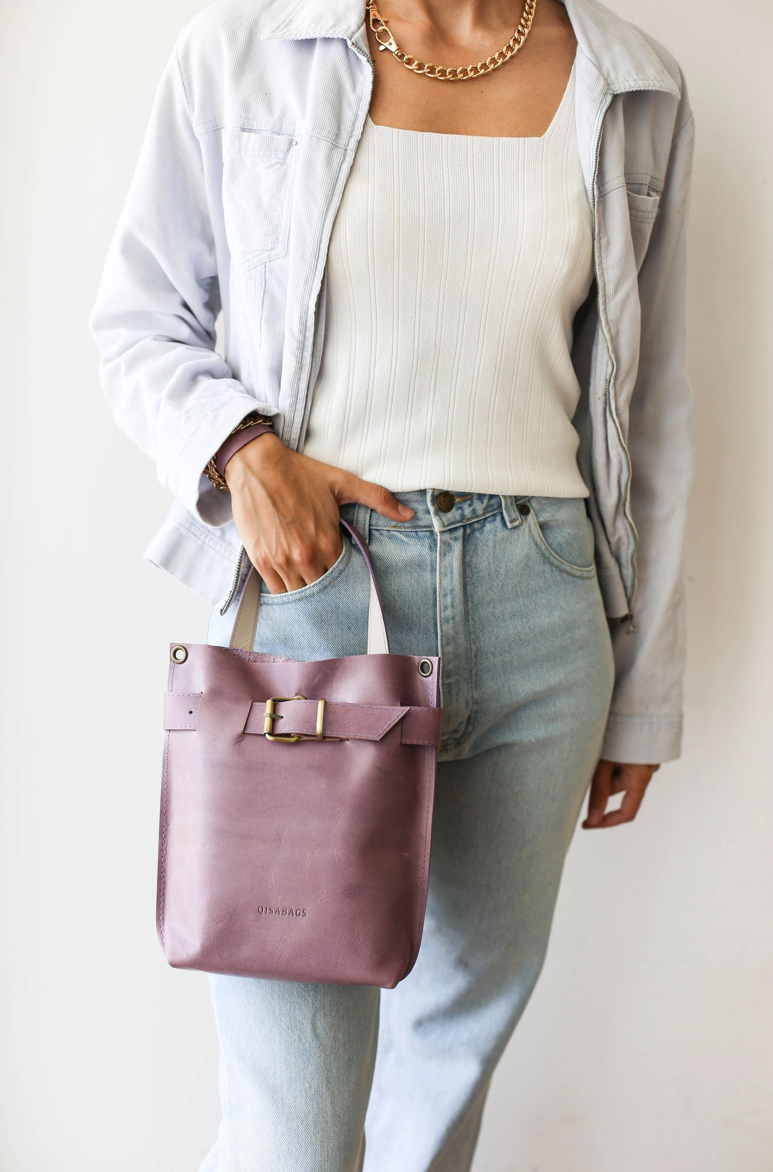 Lilac Mini Leather Backpack