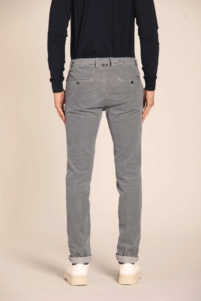 Milano City String men's chino pants in velvet with micro pied de poule  print extra slim fit
