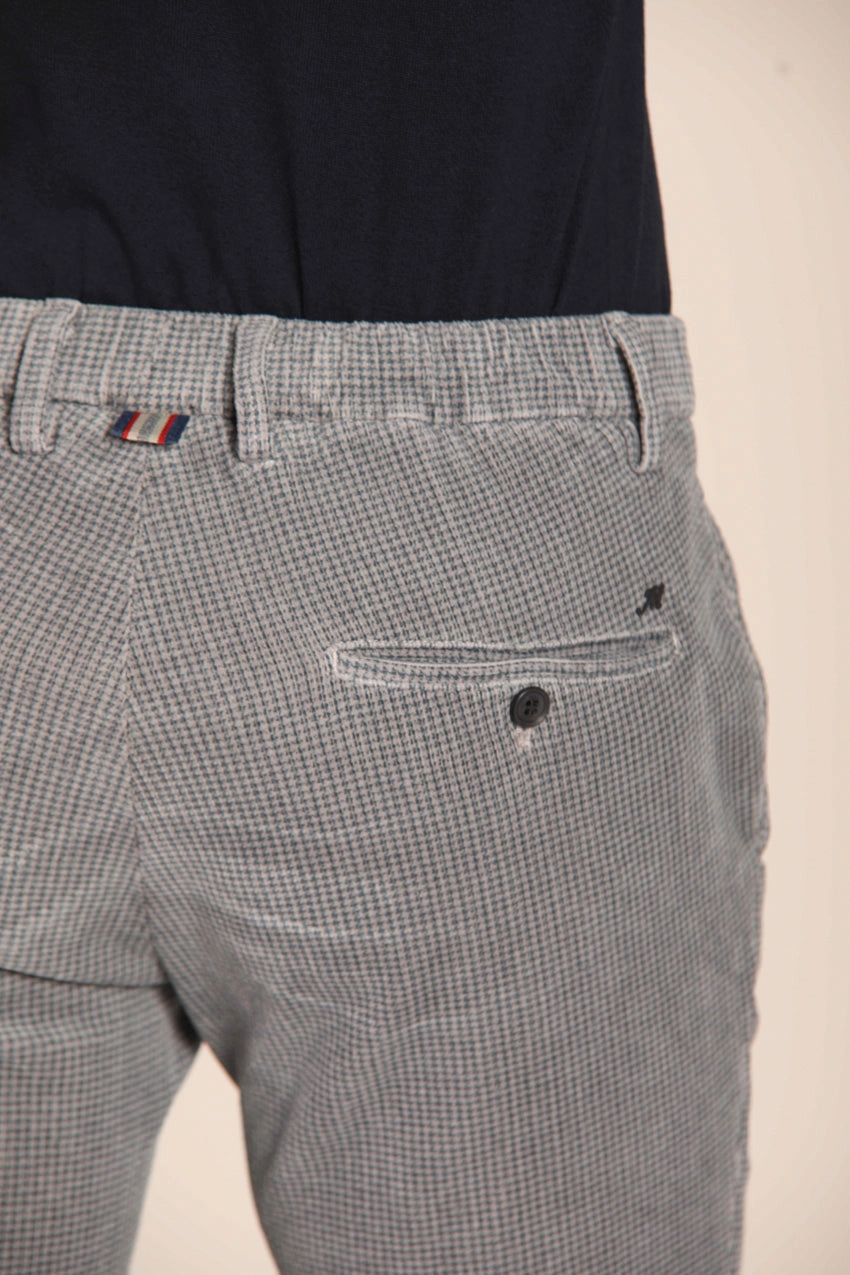 Milano City String men's chino pants in velvet with micro pied de poule  print extra slim fit