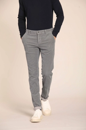 Milano City String men's chino pants in velvet with micro pied de poule  print extra slim fit