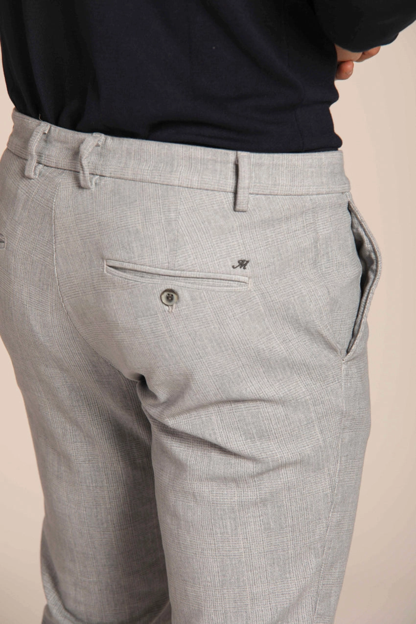 Milano men's chino pants in cotton stretch  with galles print extra slim fit