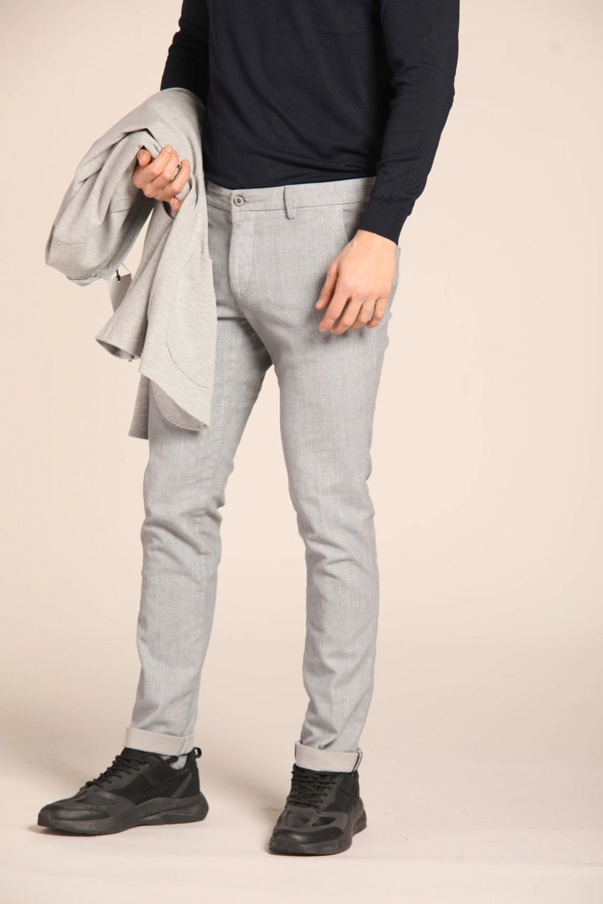 Milano men's chino pants in cotton stretch  with galles print extra slim fit