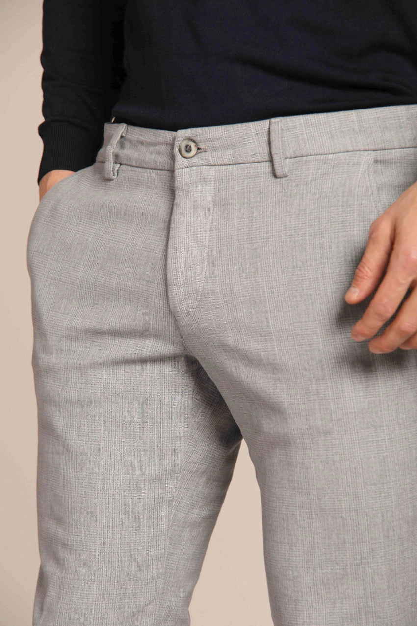 Milano men's chino pants in cotton stretch  with galles print extra slim fit