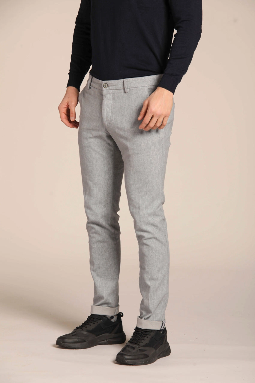 Milano men's chino pants in cotton stretch  with galles print extra slim fit