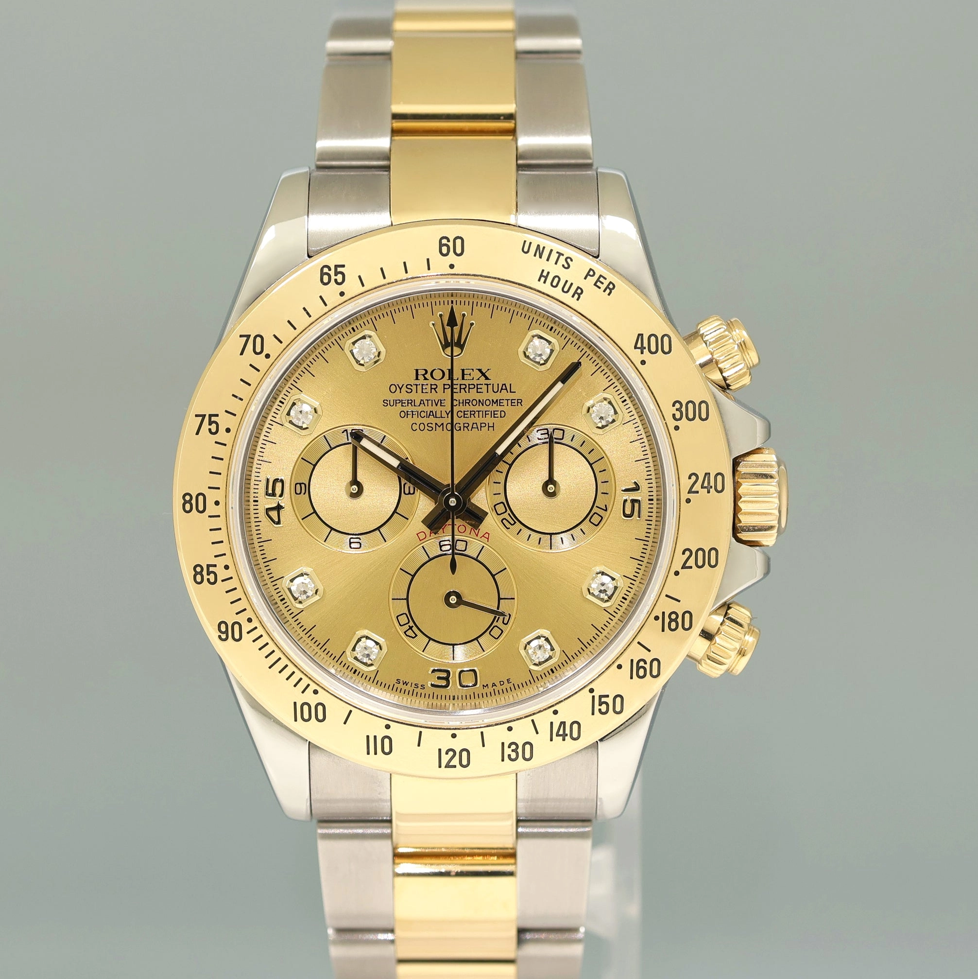 MINT Rolex Daytona 116523 Two Tone Champagne Chrono Yellow Gold Watch Box