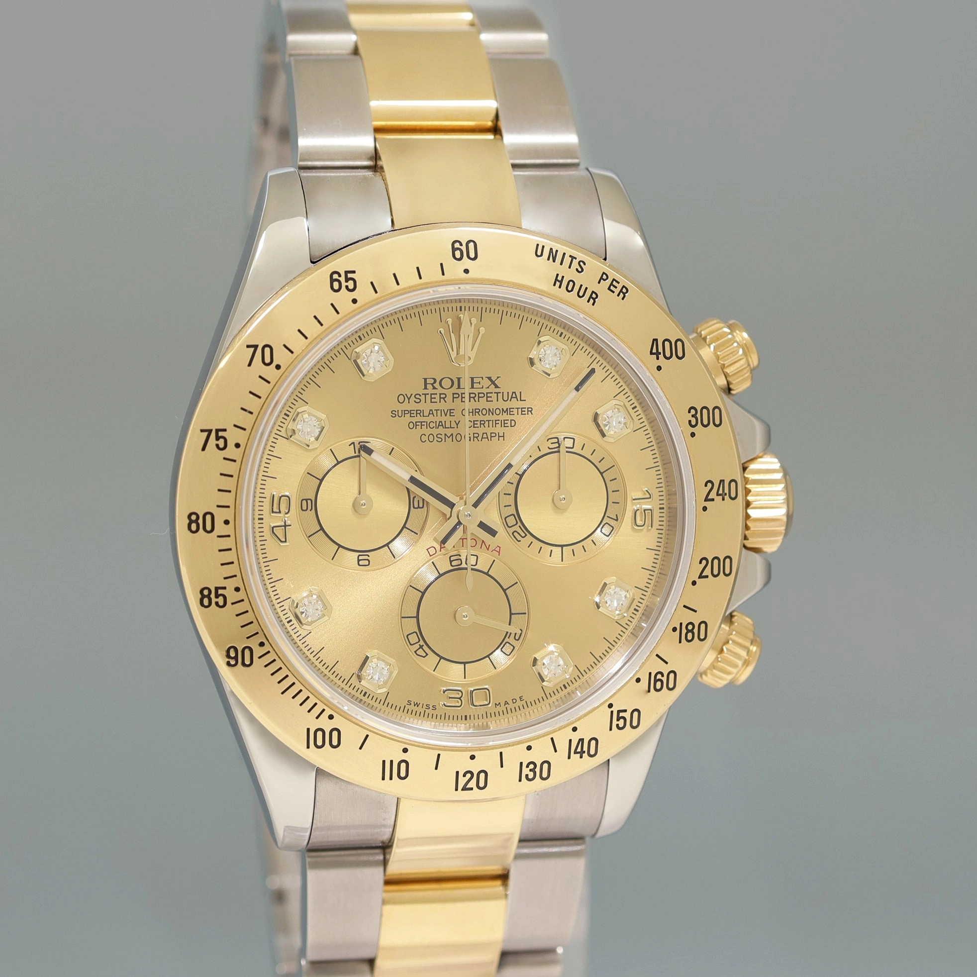 MINT Rolex Daytona 116523 Two Tone Champagne Chrono Yellow Gold Watch Box