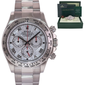 MINT Rolex Daytona Meteorite Roman 116509 White Gold Chronograph Watch