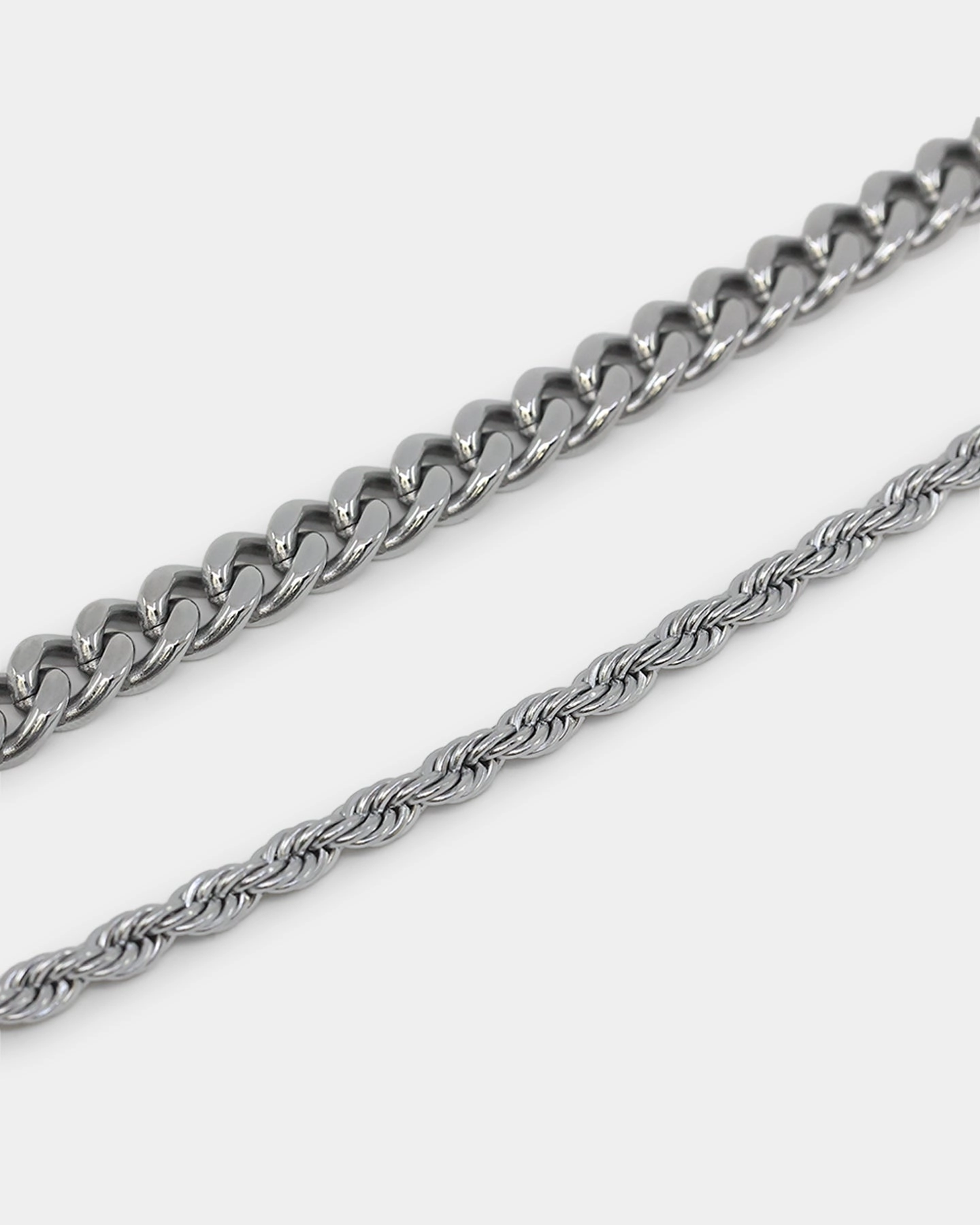 NXS Cuban Rope Bracelet Set White Gold