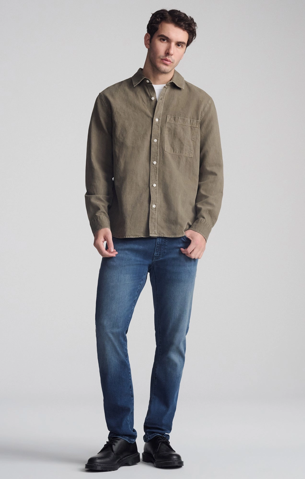 ONE POCKET LONG SLEEVE BUTTON-UP SHIRT IN BUNGEE CORD