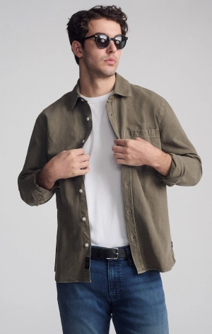 ONE POCKET LONG SLEEVE BUTTON-UP SHIRT IN BUNGEE CORD