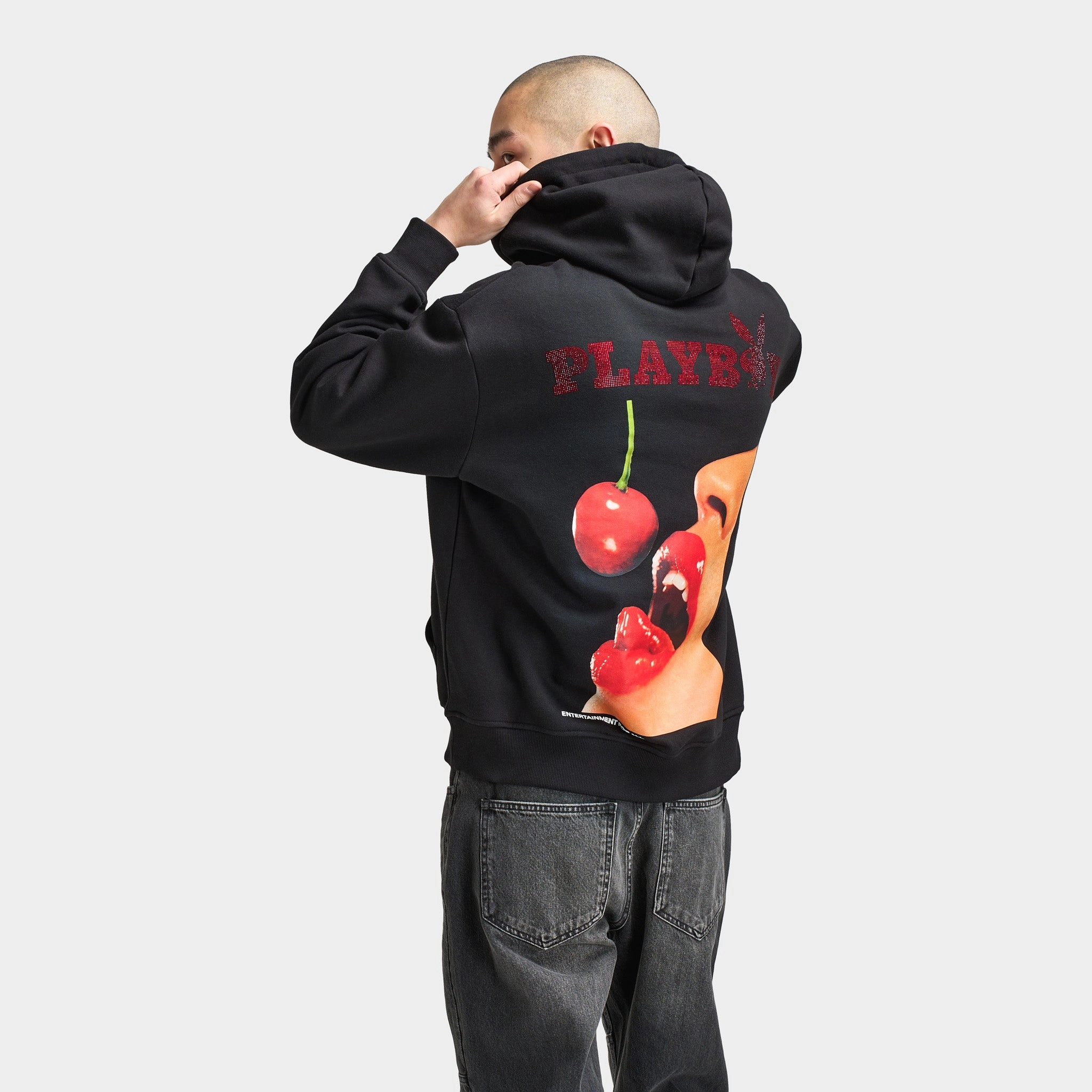Playboy Cherry Diamonte Hoodie / Black