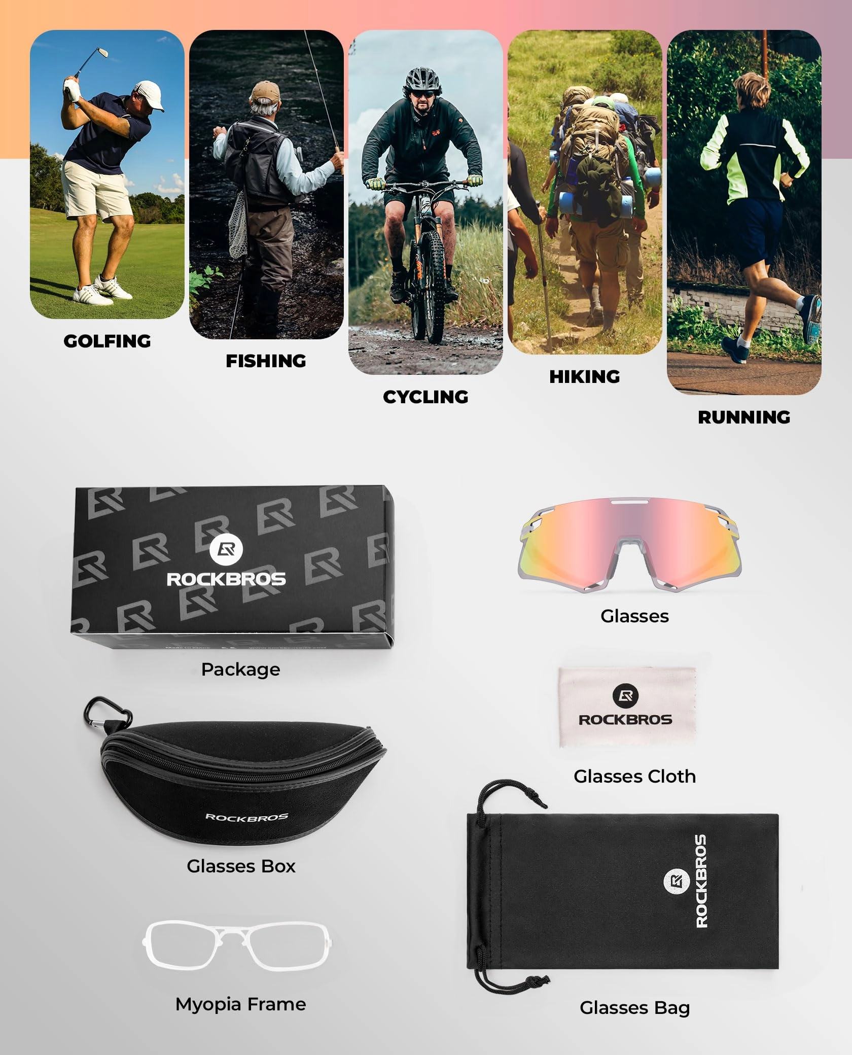 ROCKBROS Cycling Glasses Bike Photochromic MTB Sunglasses for Men TR90