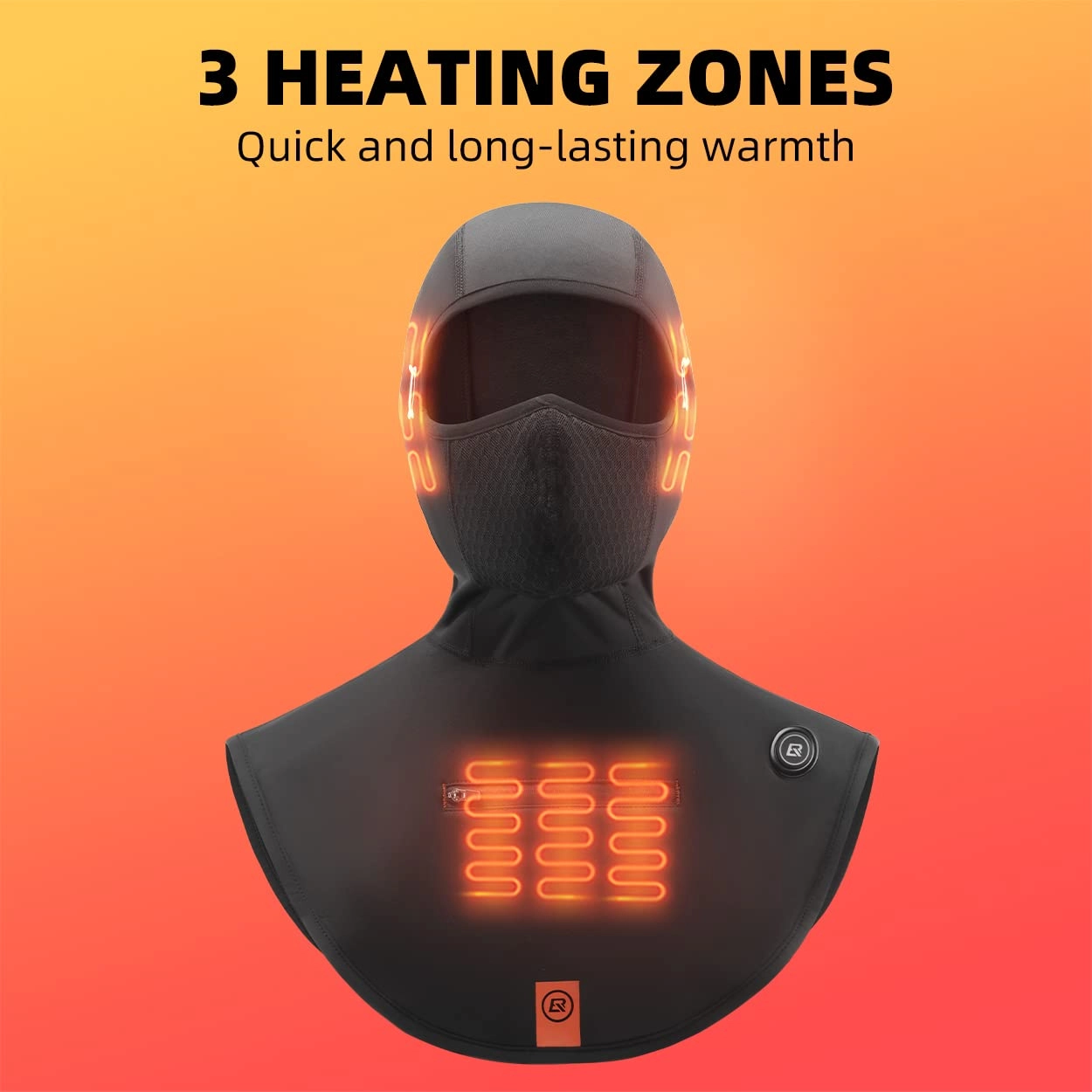 ROCKBROS Heated Ski Cold Weather Balaclava Face Mask USB Rechargeable Winter No Battery