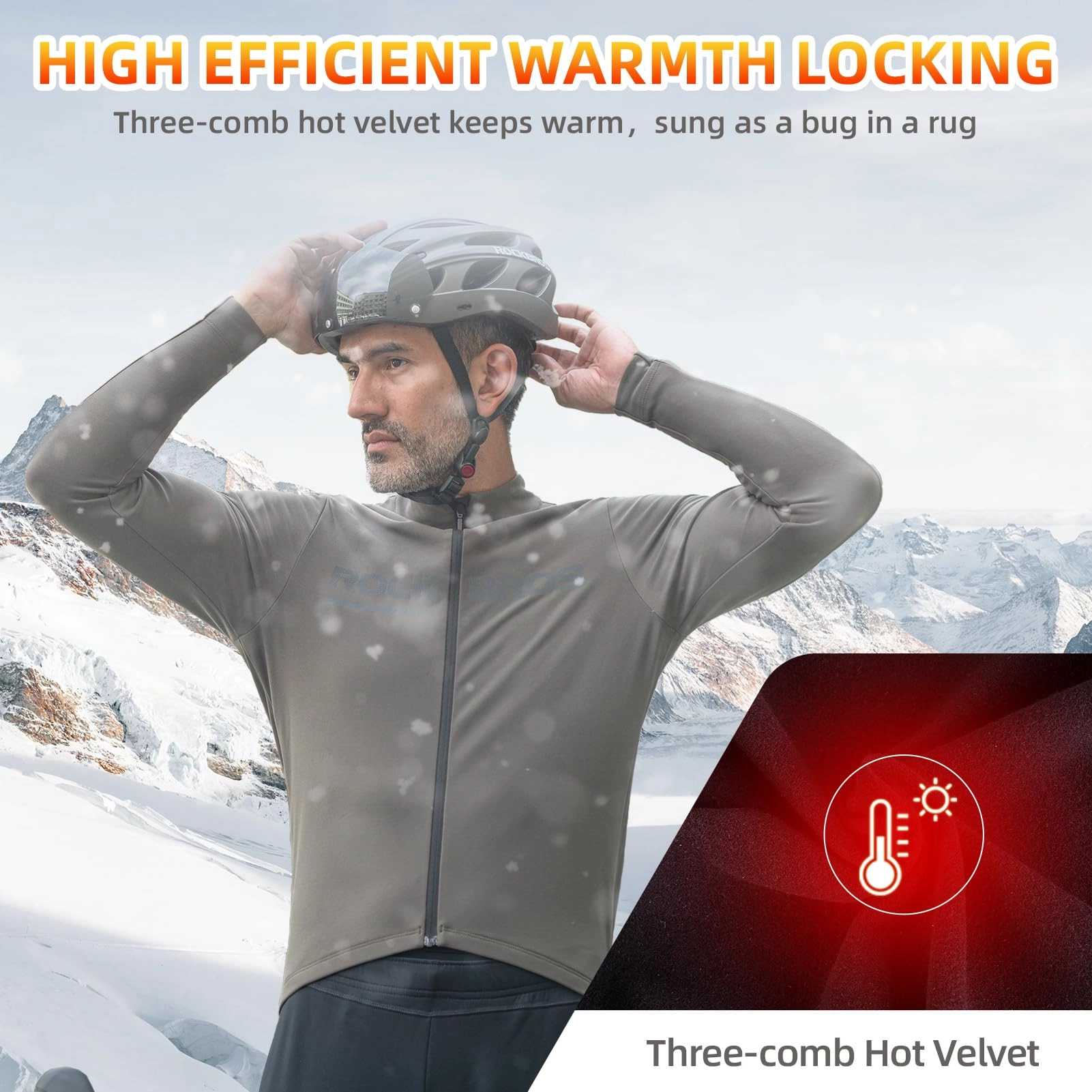 ROCKBROS Men's Long Sleeve Cycling Jersey with full zipper rear pockets perfect fit for outdoor sports