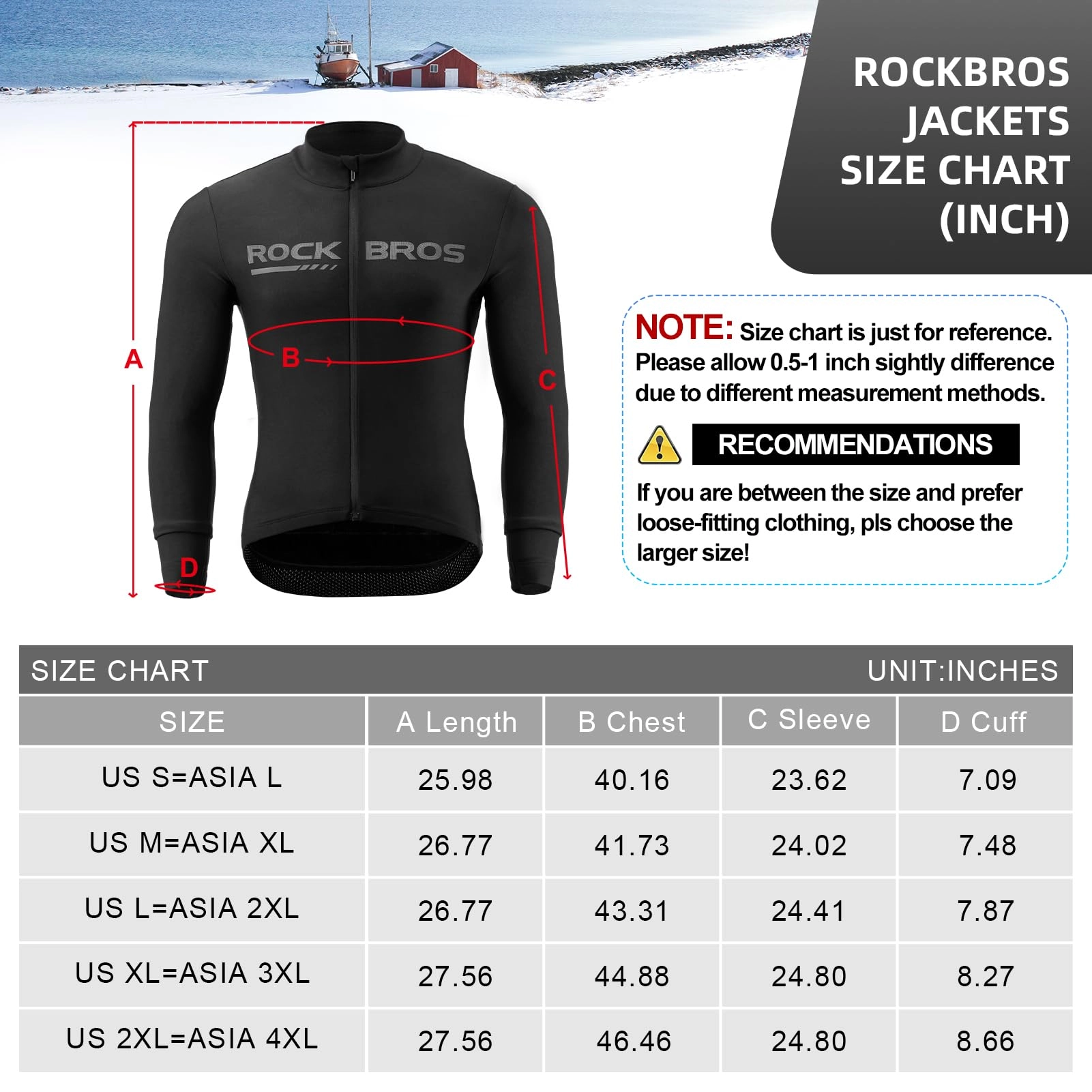 ROCKBROS Men's Long Sleeve Cycling Jersey with full zipper rear pockets perfect fit for outdoor sports