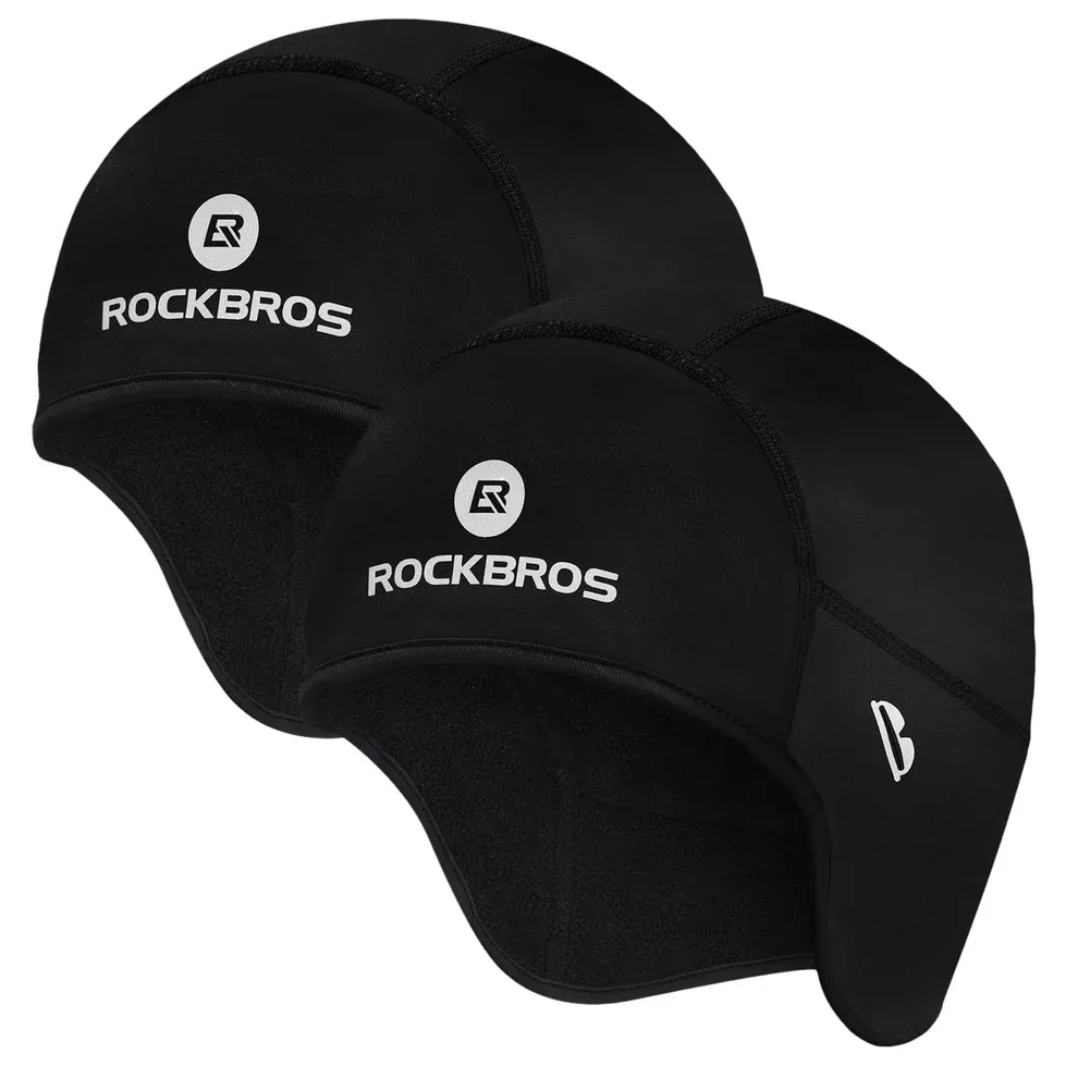 ROCKBROS Winter Skull Cap Helmet Liner, Thermal Cycling Beanie with Glasses Holes