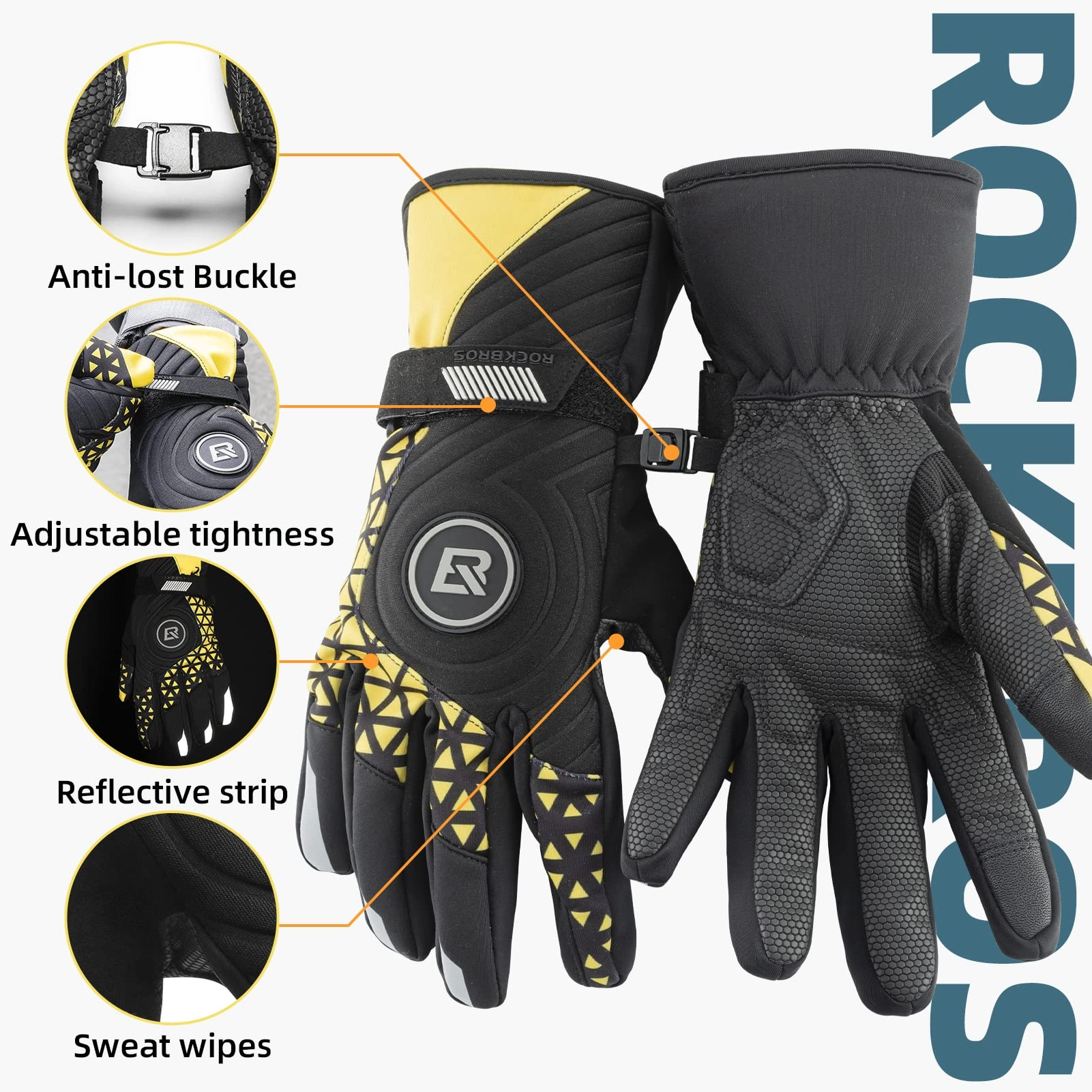 ROCKBROS Winter Thermal Cycling Warm Windproof Anti-Slip Gloves Touchscreen for Men Women