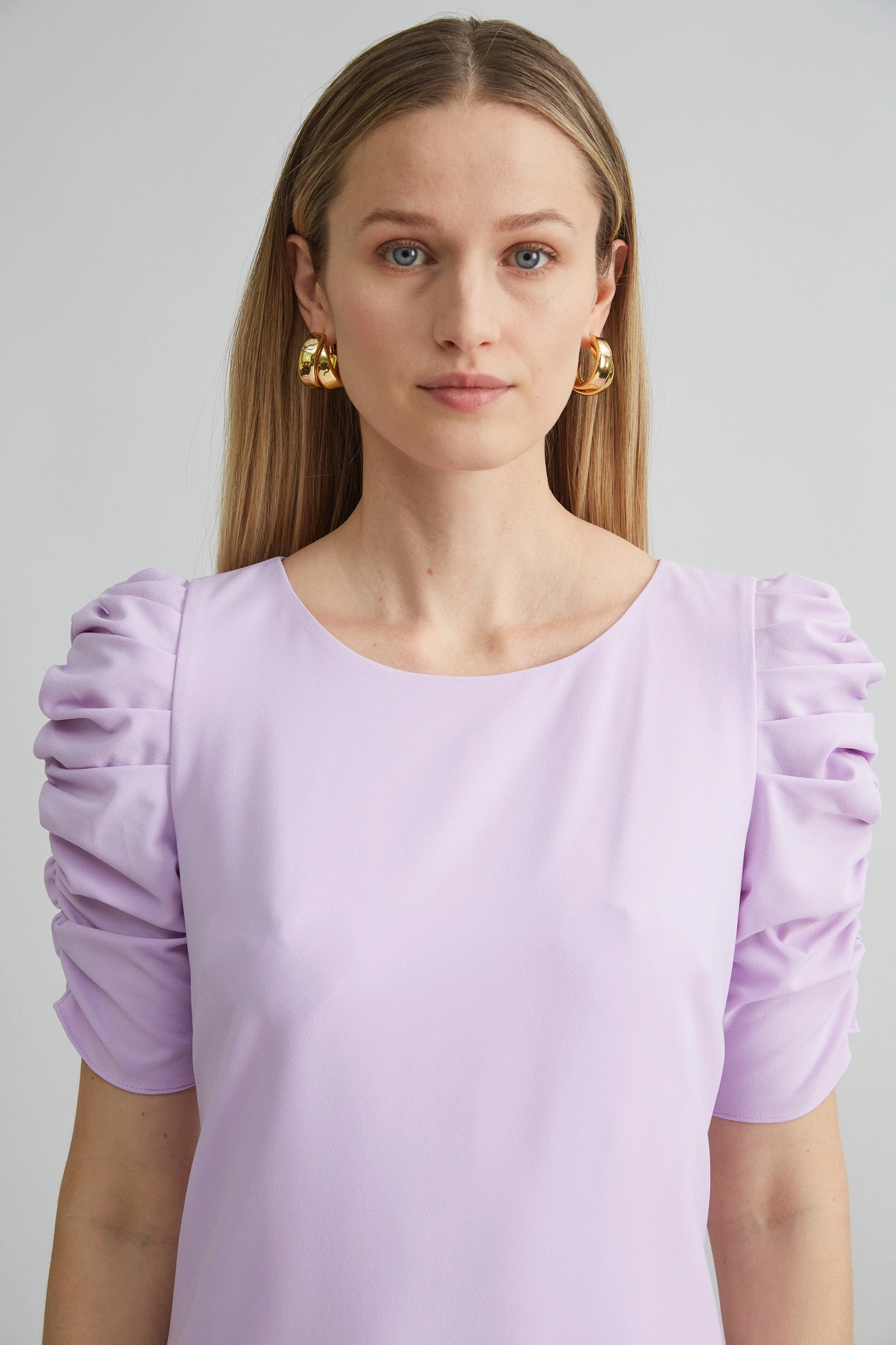 Ruched Sleeve Shift Dress