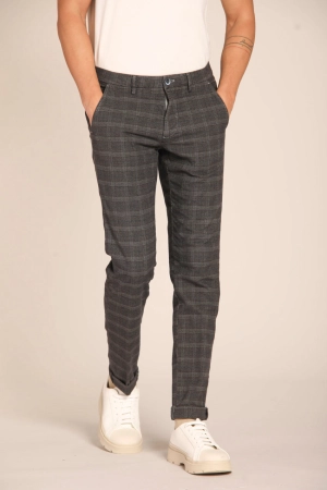 Torino men's chino pants in cotton stretch with motif galles slim fit