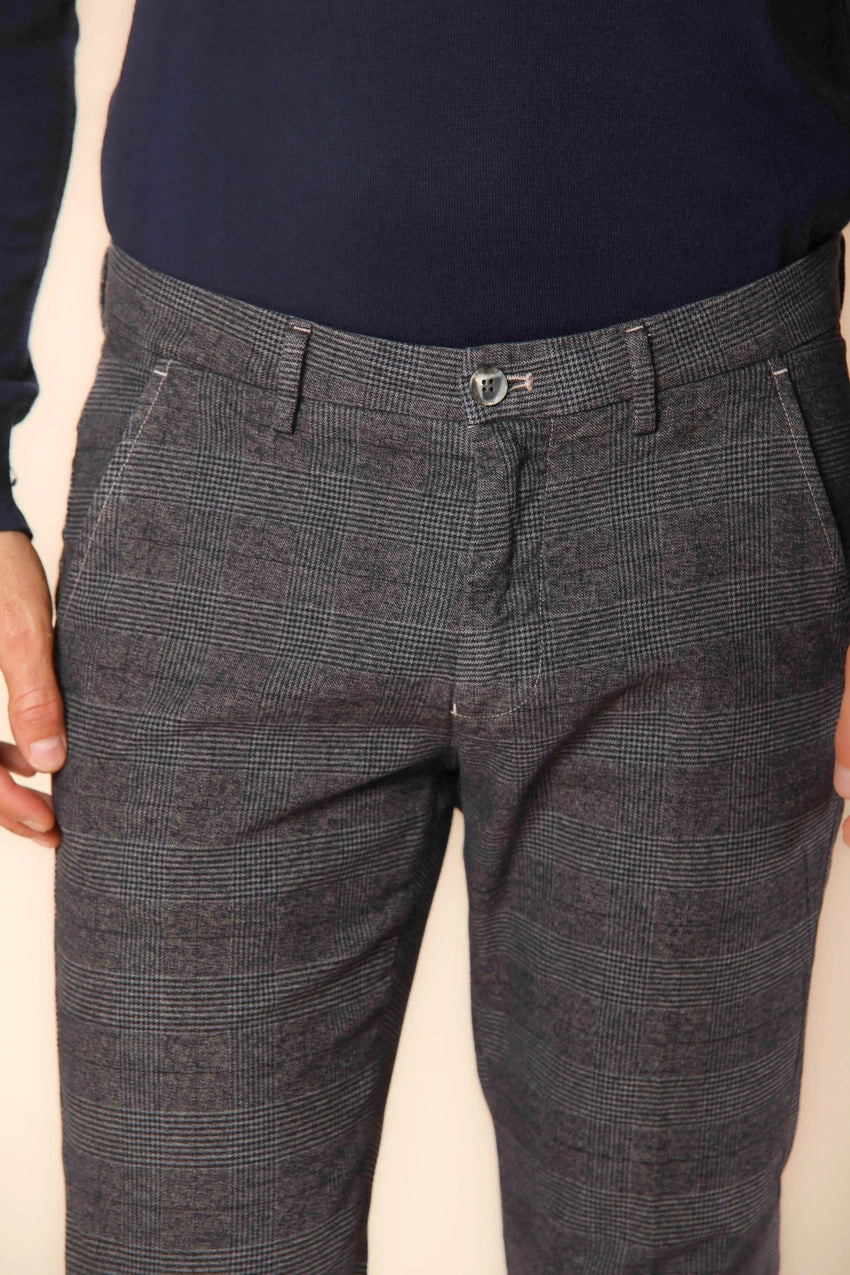 Torino men's stretch cotton chino pants with shaded chevron motif slim fit