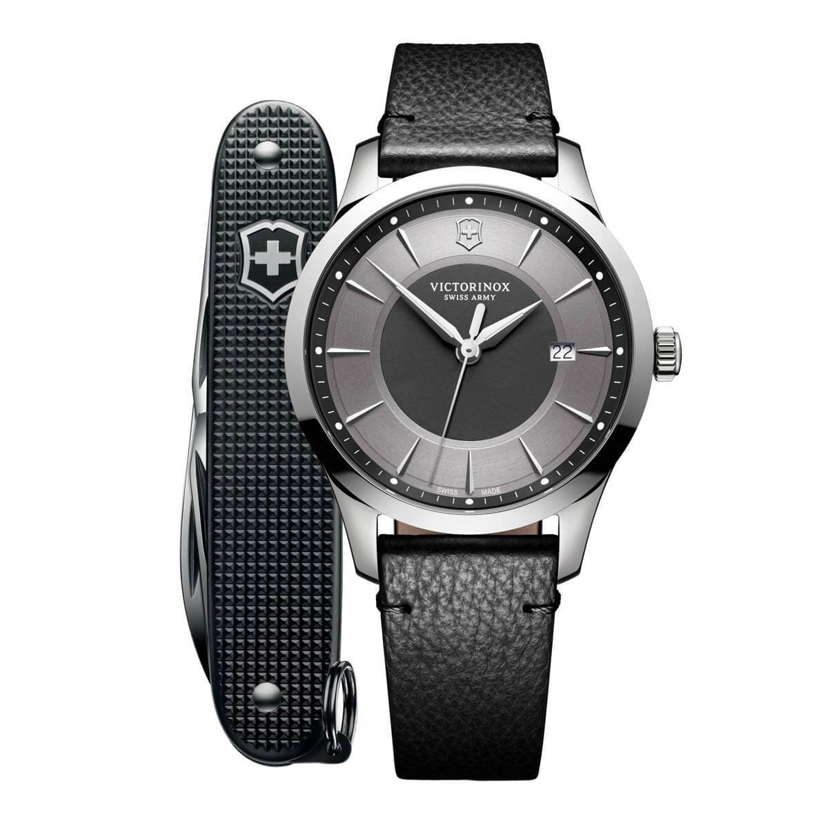 Victorinox Swiss Army Men's Strap Watch & Pioneer Knife - Alliance Black Leather | 241804.1