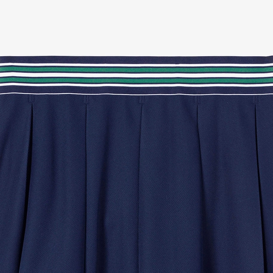Women's Piqué Tennis Skirt with Built-In Shorts Navy Blue