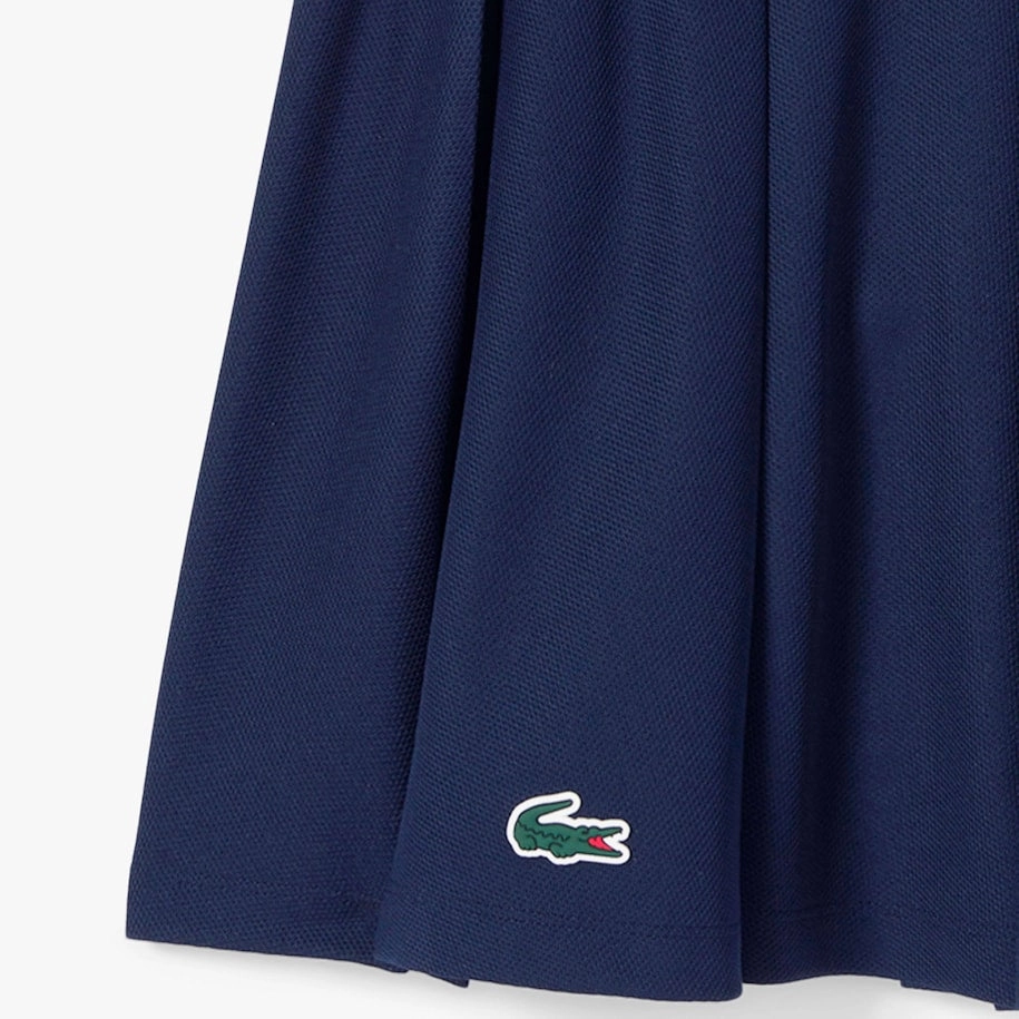Women's Piqué Tennis Skirt with Built-In Shorts Navy Blue