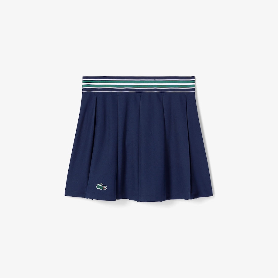 Women's Piqué Tennis Skirt with Built-In Shorts Navy Blue