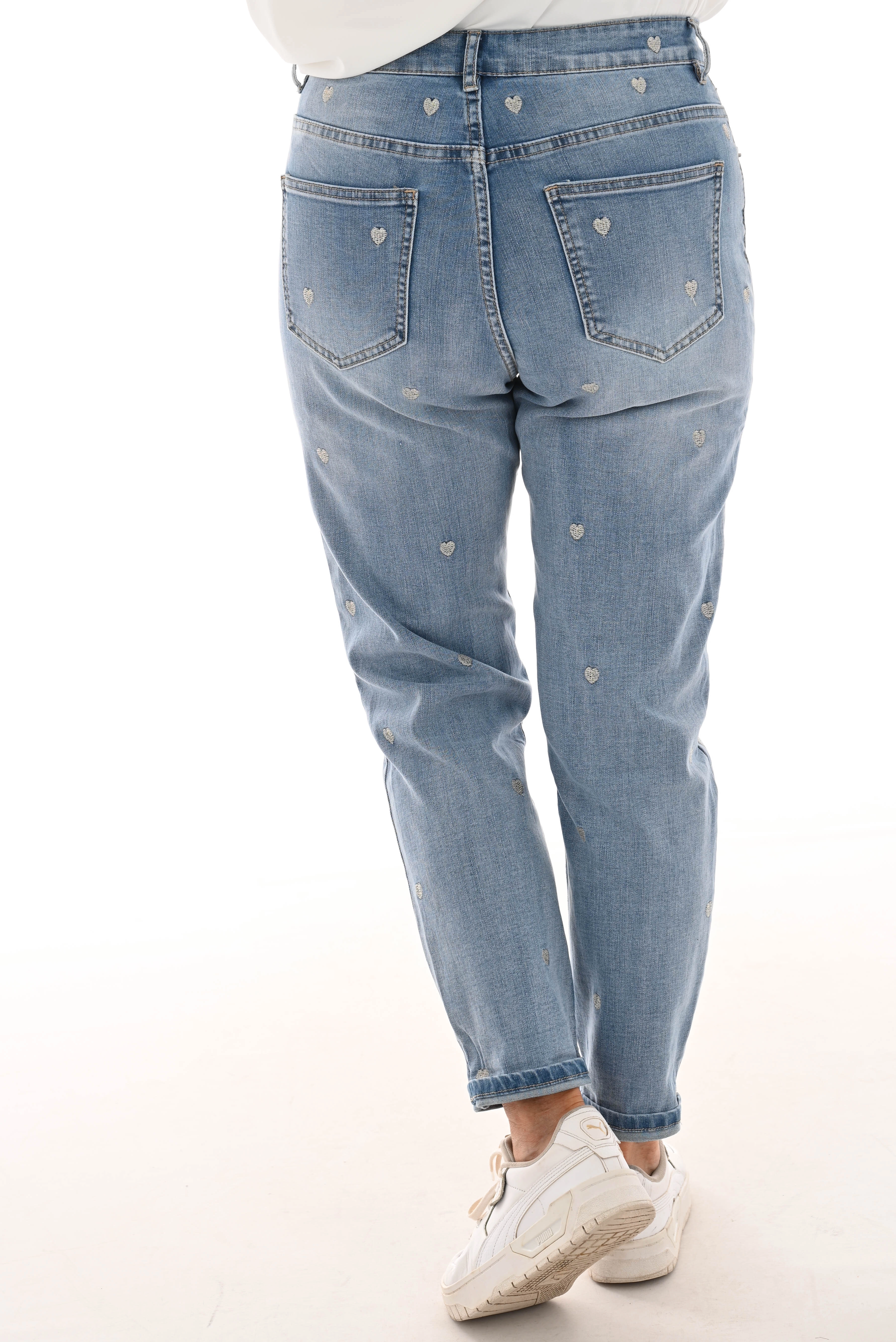 Zac& Zoe Jeans met hartjes lichtblauw